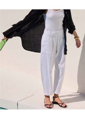 AYR The OOO Linen Blend Elastic Waist Pants White size Large